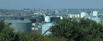 Greenwich 2000: Looking down on the town of Ipswich and the docks.